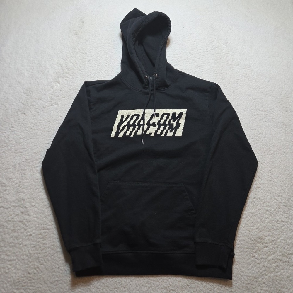 Y2K Vintage Volcom Hoodie‎ Mens L Black Logo Pullover Sweatshirt Skate Surf